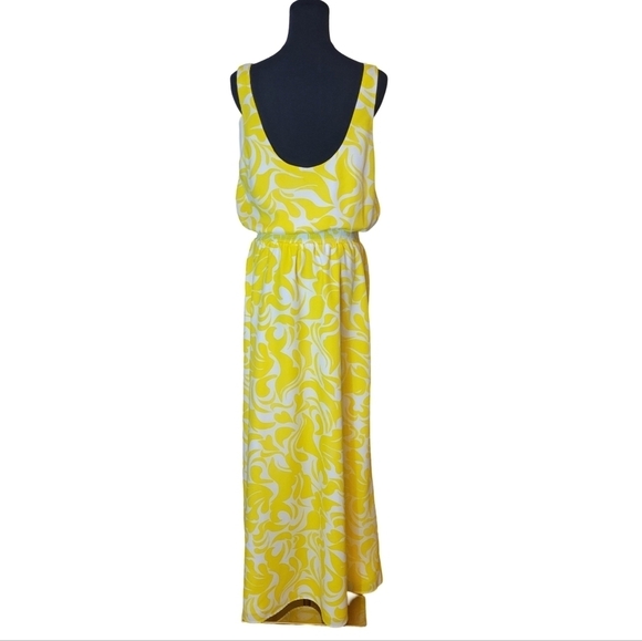 Ann Taylor Yellow Floral Sleeveless Printed Maxi Dress Size 12 - Picture 5 of 6